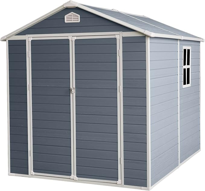 6x8 FT Outdoor Storage Shed, Resin Garden Shed - Image 9