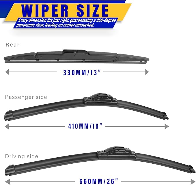 3 wipers Replacement for 2012-2016 Honda CRV CR-V, Windshield Wiper Blades - Image 2