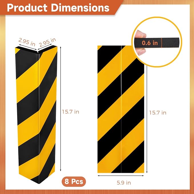 8 Pcs Garage Wall Protectors, Garage Wall Corner Foam Guards, Reflective Wall - Image 5
