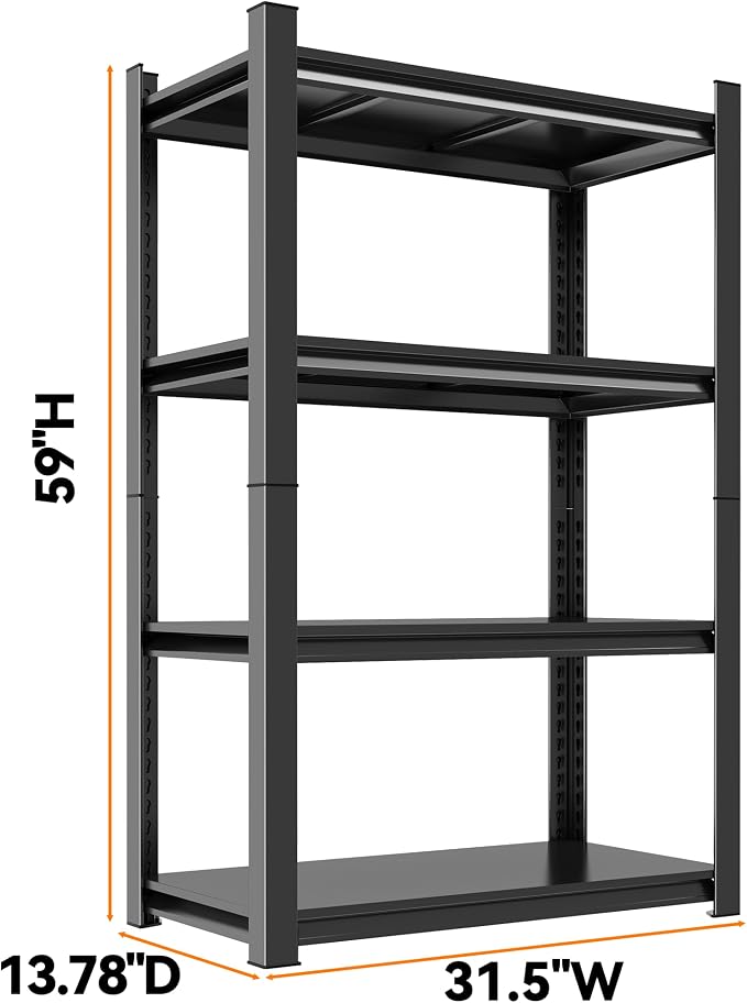 59''H Garage Shelving Heavy Duty Rack, 2400 LBS Large Capacity 4 Tier - Image 2