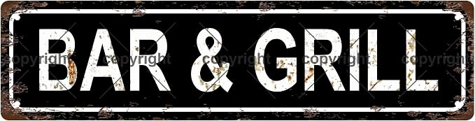 BAR & GRILL Vintage Metal Tin Sign, Street Sign, Home Decor, Room Decor by Unknown