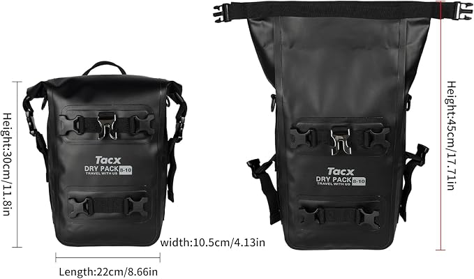 Motorcycle Tail Bag Front Bumper Bag, 10L Roll-top Waterproof Motor Saddle - Image 2