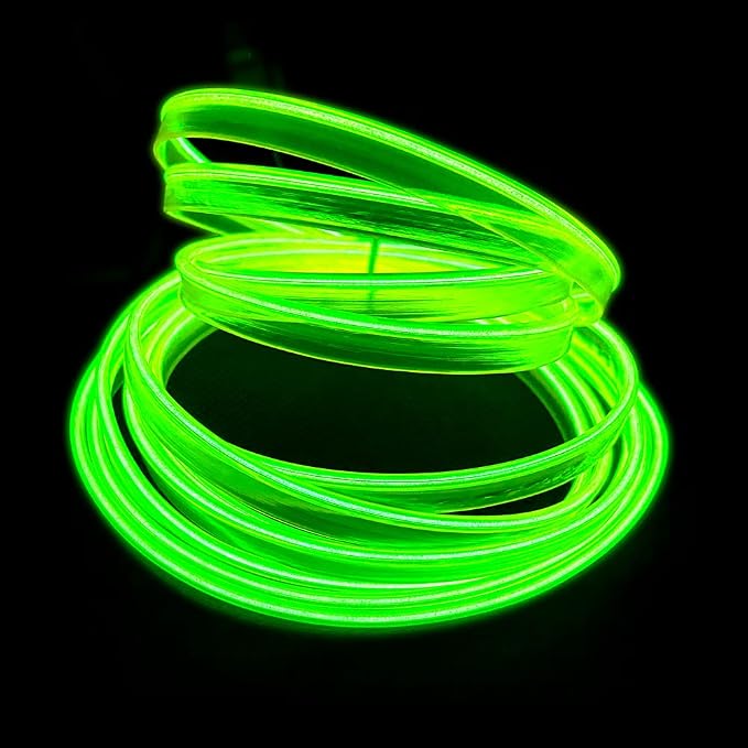 El Wire Lemon Green Interior Car LED Strip Lights, 5M Neon Wire USB 5V - Image 3
