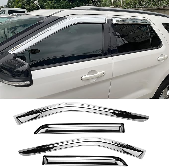 94251Y Chrome Side Window Visor Wind Vent Deflector, 2008-2020 Dodge Grand by Deebior