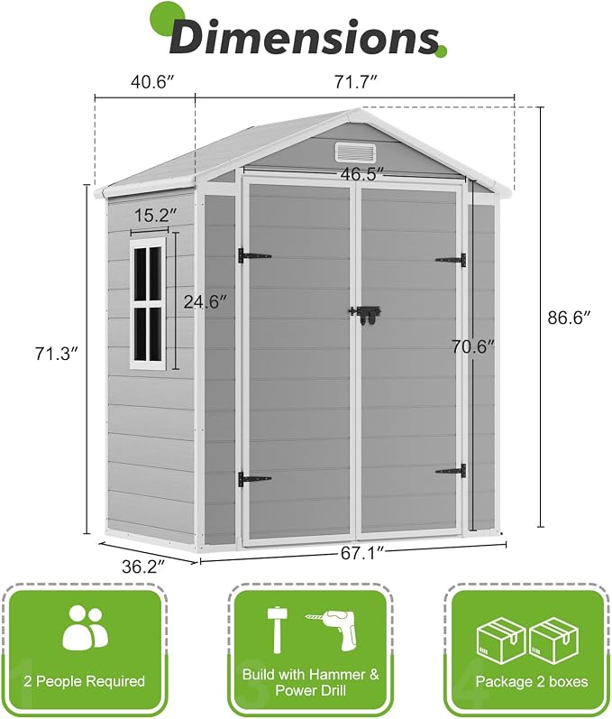 6x3 Shed Resin Outdoor Storage - Image 2