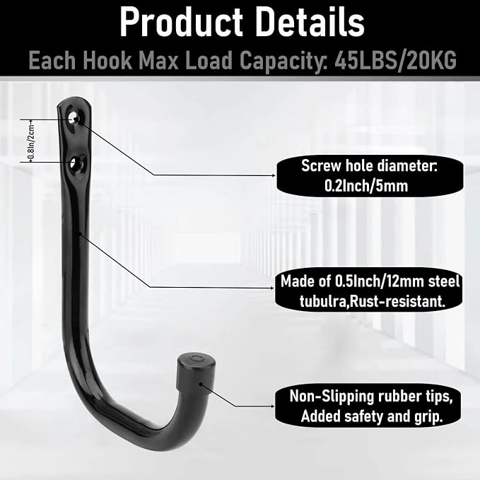 20 Pcs Heavy Duty Garage Storage Utility Hooks, 4.1Inch J Hangers Wall Hooks - Image 5