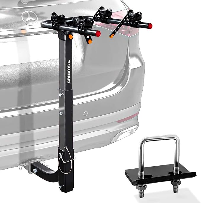 2 Bike Rack Bicycle Carrier Racks Hitch Mount Double Foldable Rack by IKURAMR