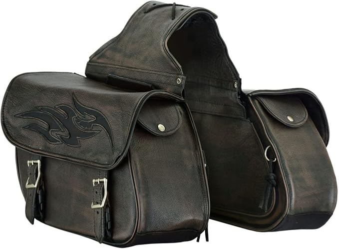 GARGOYLE BELLS Motorcycle Saddle Bags Leather Motorcycle Luggage Bag by GARGOYLEBELLS