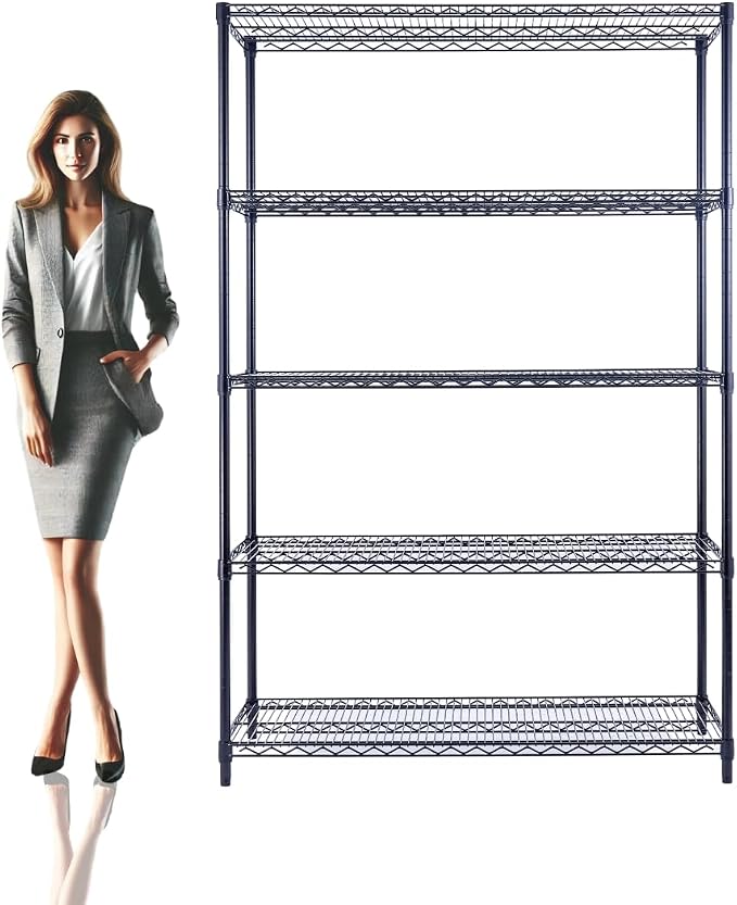 48"x24"x72" Black 5-Tier Premium Wire Shelving NSF 4000 LBS MAX Capacity Heavy by UtilityBasics