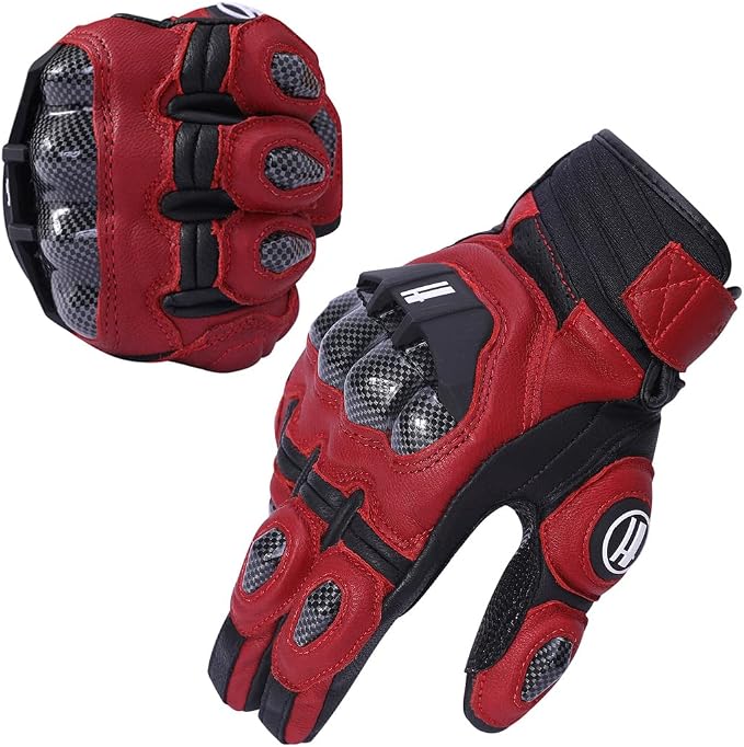 Harssidanzar Breathable Leather Motorcycle Gloves Touchscreen - Image 5