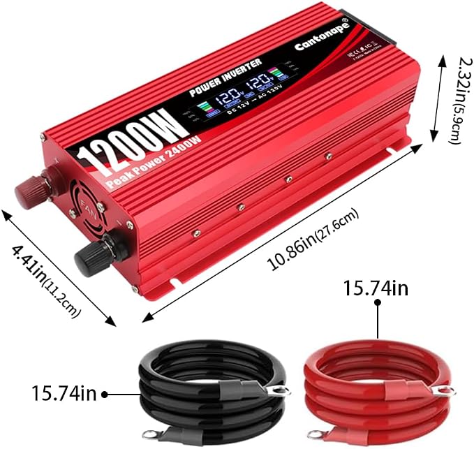 1200W/2400W Car Power Inverter DC 12V to 110V/120V AC Converter - Image 9