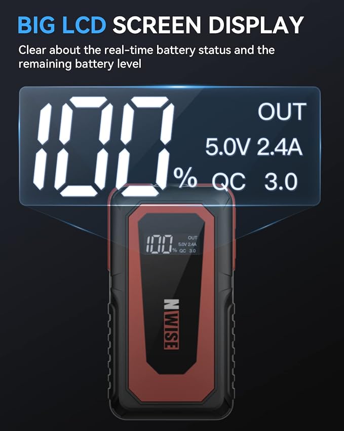 NWISE Car Jump Starter, 2000A Peak 20000mAh Portable Battery Pack - Image 7