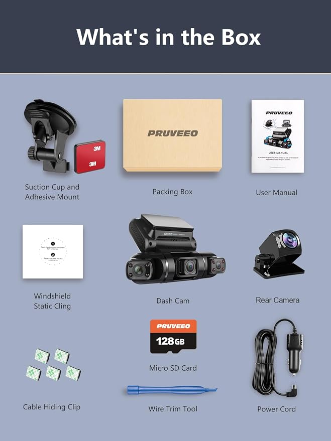 PRUVEEO 360 Degree View 4 Channel Dash Cam Front and Rear Inside Left Right - Image 8
