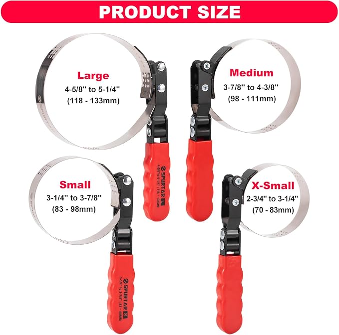 Spurtar Swivel Oil Filter Wrench Set of 7, Adjustable Wrench 2-3/4" to 5-1/4" - Image 6