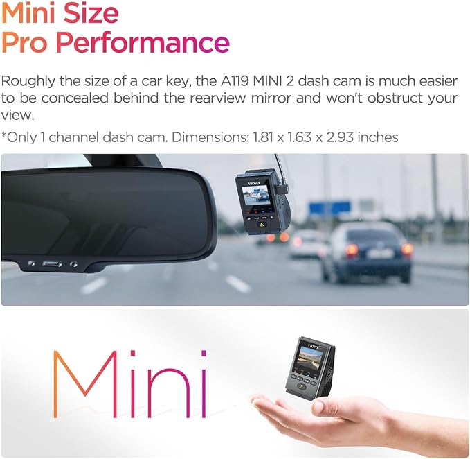 VIOFO Dash Cam A119 Mini 2, STARVIS 2 Sensor, 2K 60fps/HDR 30fps Voice Control - Image 4