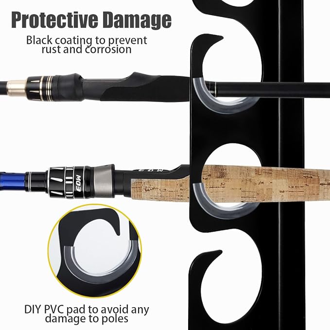 Fishing Rod Rack Pole Wall or Ceiling Storage Holder Hook Keeper Display Hanger - Image 3
