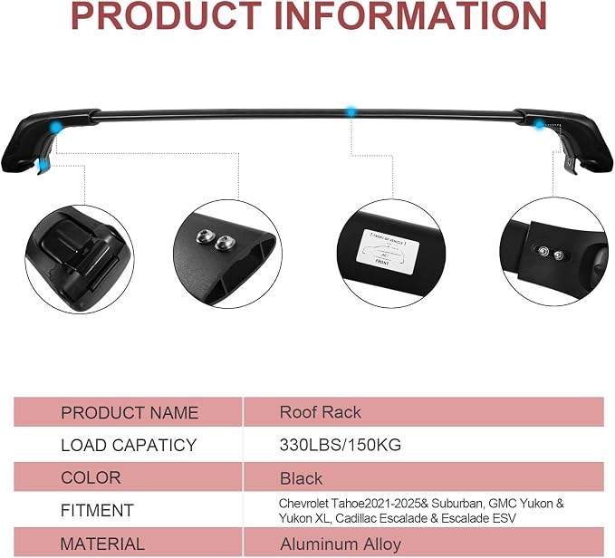 KINGGERI Lockable 330lbs Roof Rack Cross Bars Compatible - Image 8