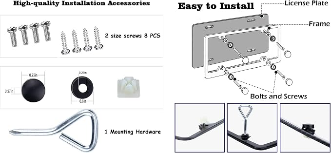 License Plate Frames, 2 Packs Front Rear Car Tags, Aluminum Alloy License Plate - Image 5