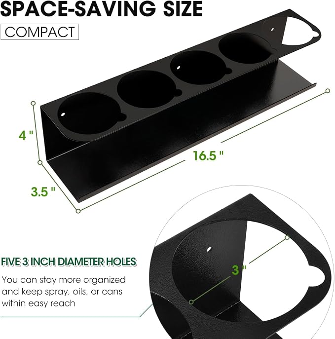 Touri 6 Pack Spray Can Holder for Garage and Workspace, Wall-Mounted Steel - Image 2