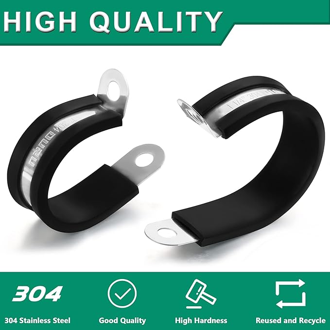 30pcs 3/16 Inch Cable Clamp, 304 Stainless Steel Rubber Coated Cushioned - Image 3