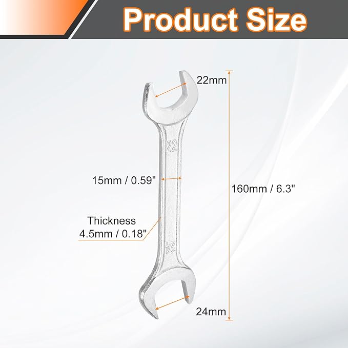 HARFINGTON 2pcs Double Open End Wrench 22mm x 24mm Metric 15 Degree Offset - Image 2