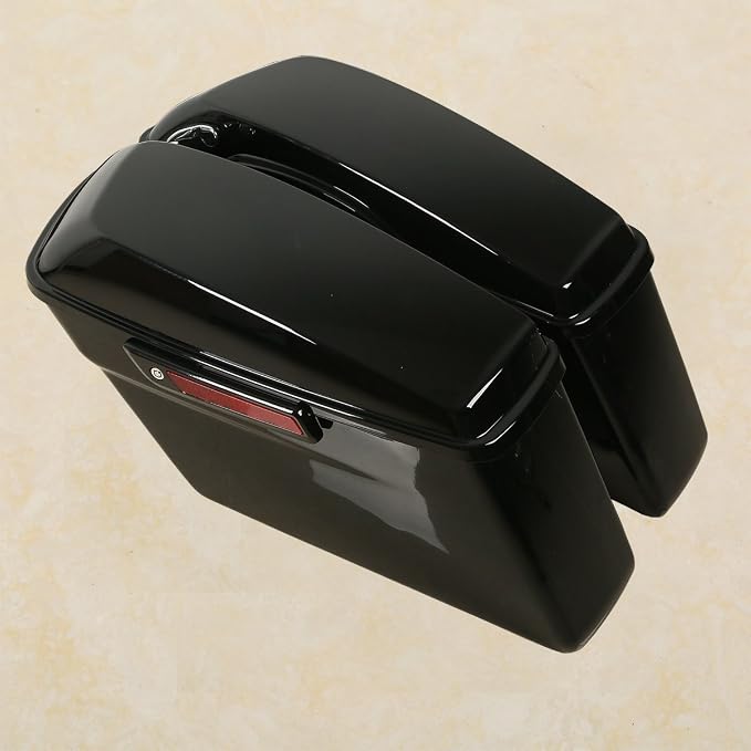 XFMT Vivid Black Motorcycle Saddlebags Hard Saddle Bags W/Black Latches & - Image 4