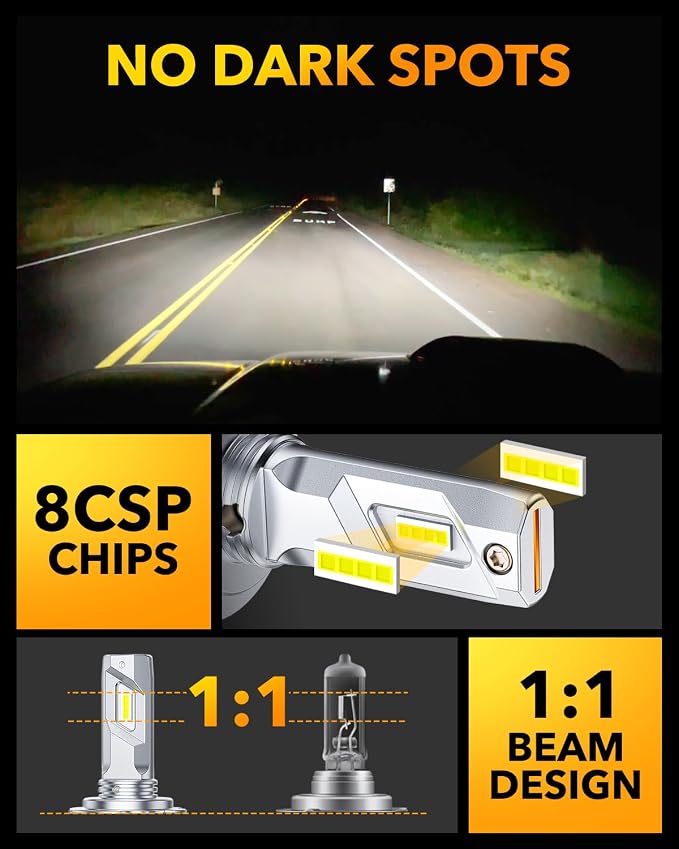 OXILAM H7 LED Light Bulbs, 40000LM Super Brighter 6500K H7 Fog Bulbs, Plug and - Image 3