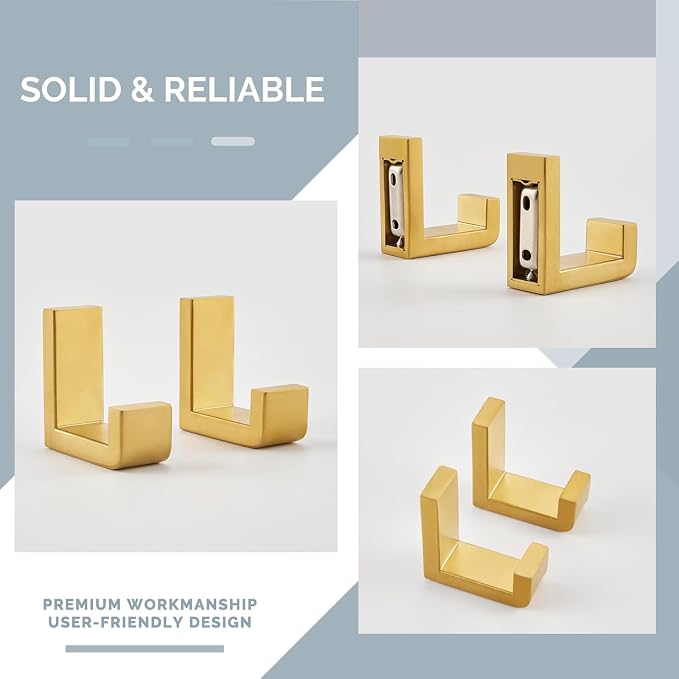 Angle Simple Towel Hook Brushed Gold 2 Pack, 304 Stainless Steel Robe Hook - Image 9