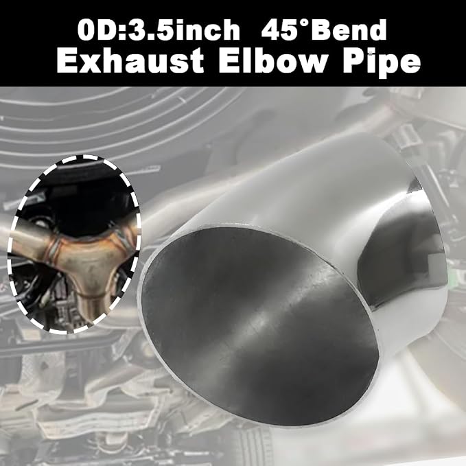 OD 3.5 inch 45 degree exhaust elbow Pipe SS304 Stainless Steel Bend Suitable - Image 2