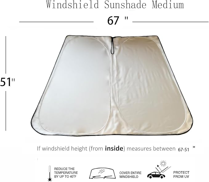 Windshield Sunshade for Tesla Cybertruck, Foldable UV Protection Front Window - Image 2