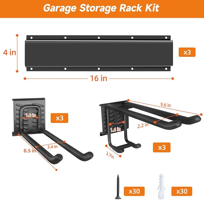 Garden Tool Organizer Wall Mount, Heavy Duty 48 Inches Garage Organization and - Image 7