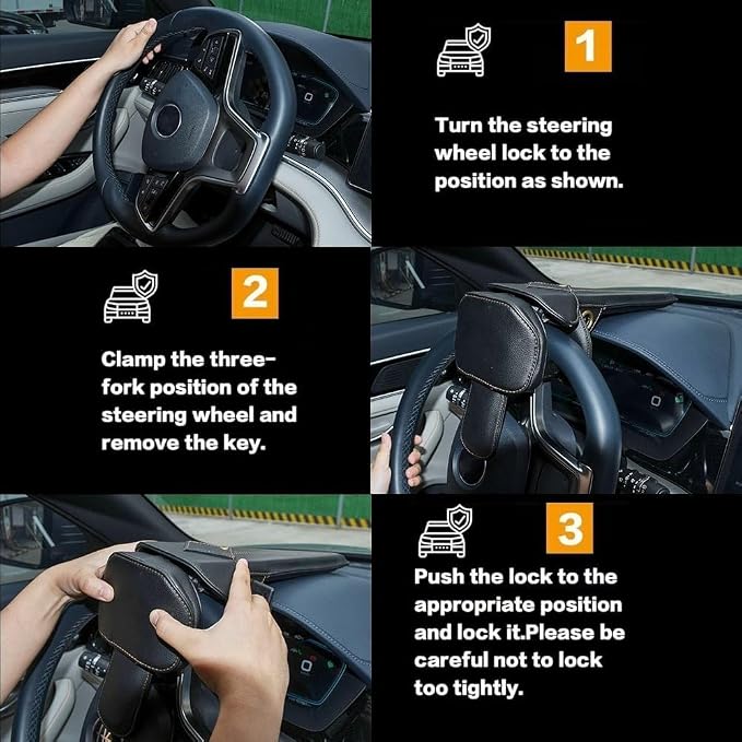 Amorin Leather Car Steering Wheel Lock Anti Theft Device Security Lock - Image 6