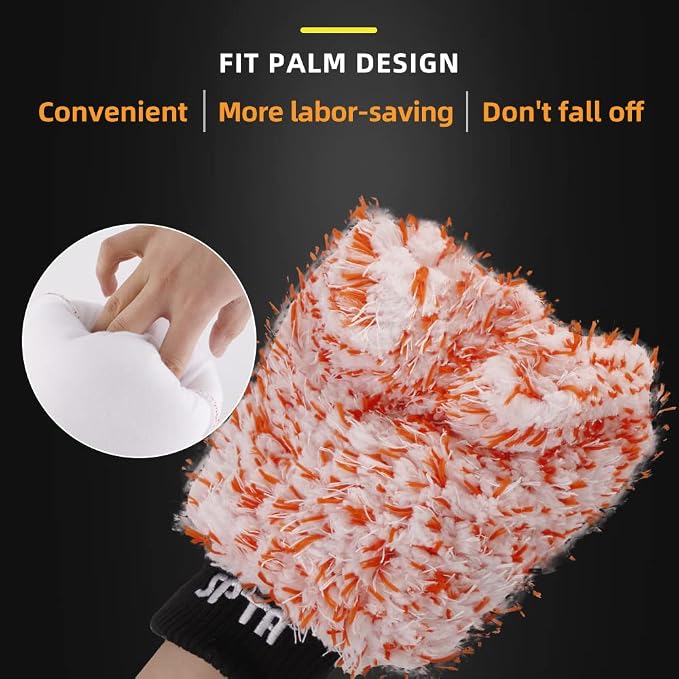 SPTA Microfiber Car Wash Mitt, Plush Fiber Cloth Material, Safe Washing - Image 5