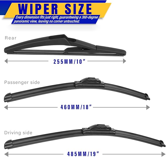 3 wipers Replacement for 2006-2011 Mini Cooper, Windshield Wiper Blades - Image 2