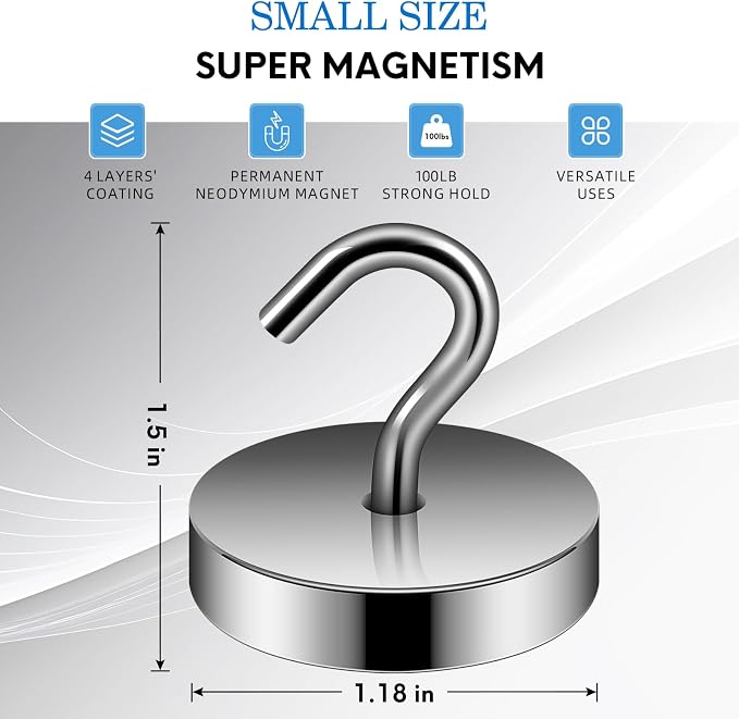 Neosmuk Magnetic Hooks, Cruise Ship Essentials, 100lb+ Heavy Duty Magnetic Hooks - Image 6
