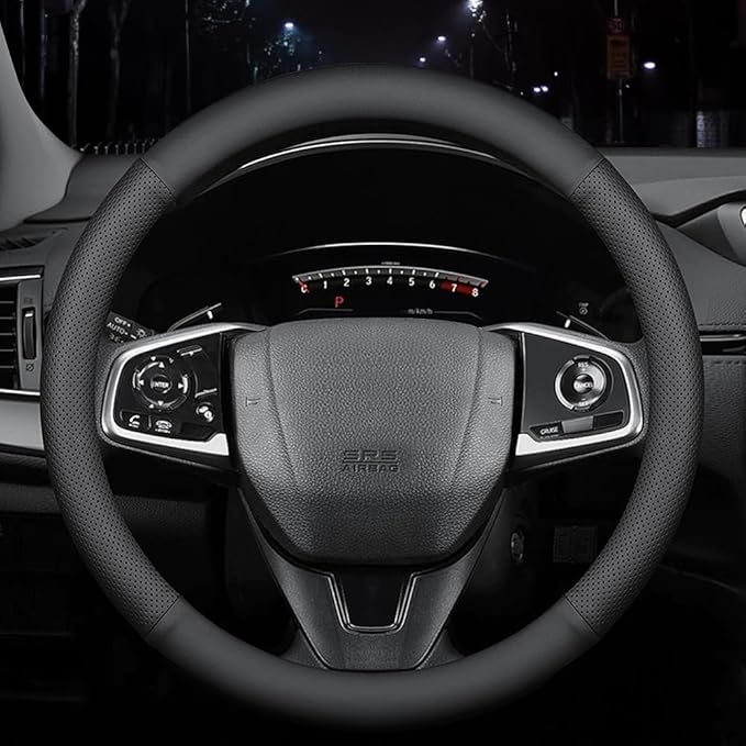 New Nappa Leather car Steering Wheel Cover, Breathable Full Surround Universal by HAOTULE