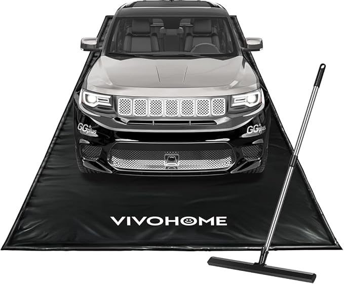 VIVOHOME Containment Mat with Stay Put Corner, PVC Garage Mats by VIVOHOME