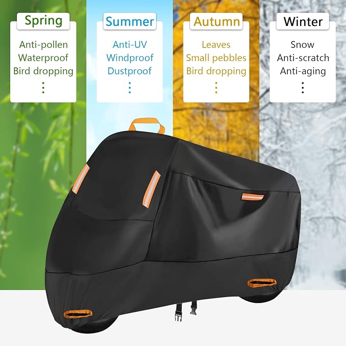 300D Motorbike Cover Waterproof Outdoor, Seceles Durable All Season Protection - Image 5