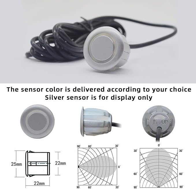 Parktronic 8 Parking Sensors Kit Reverse Backup Radar System Rear and Front View - Image 6