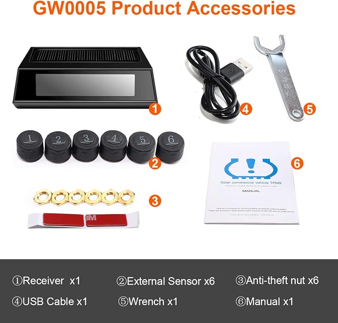 RV TPMS Tire Pressure Monitoring System, TS200 Solar Wireless TPMS - Image 9
