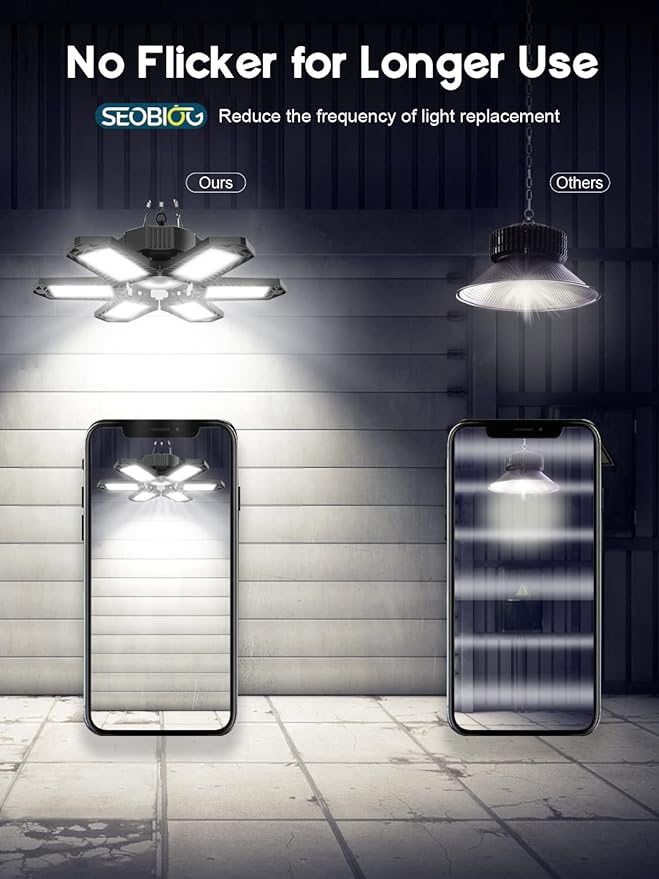 SEOBIOG LED Garage Lights 4 Pack, 200W 20000LM Plug in Linkable LED Shop Light - Image 4