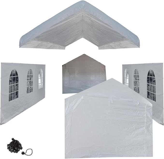 10x20 White Canopy Carport Cover Set by ProfessionalEZTravelCollection