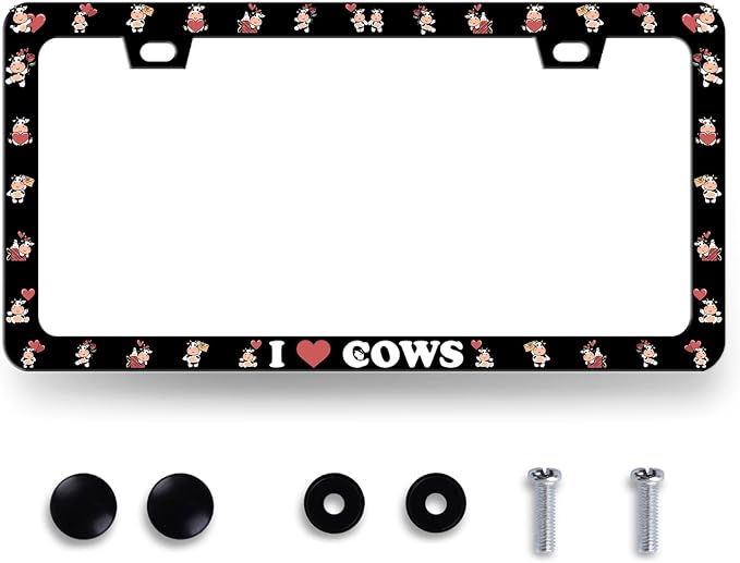 Cow License Plate Frame Cute I Love Cows License Plate Holder by RNKATIH