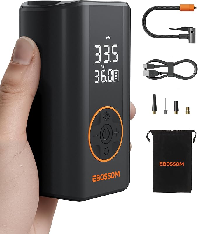 Tire Inflator Portable Air Compressor, Mini Cordless Air Pump 3X Fast Inflation by EBOSSOM