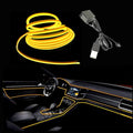 El Wire Yellow Interior Car LED Strip Lights, 3M Neon Wire USB 5V by Maxlaxer