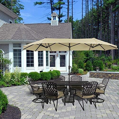 PHI VILLA 13ft Double-Sided Twin Outdoor Patio Umbrella Market Umbrella - Image 4