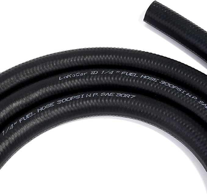 LokoCar Rubber Fuel Hose Line Push Lock 1/4" ID SAE 30R7 NBR 10ft 300PSI Black - Image 2