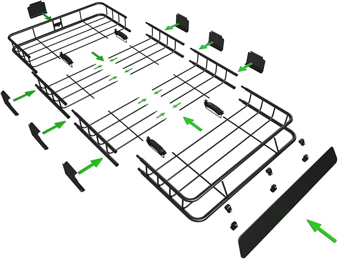 WEIZE 64" x 39" x 5" 200lb Heavy Duty Roof Rack Carrier Basket - Image 5