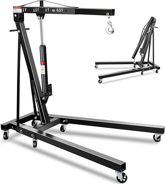 2-Ton Folding Engine Hoist, Hydraulic Shop Crane by GarveeTech