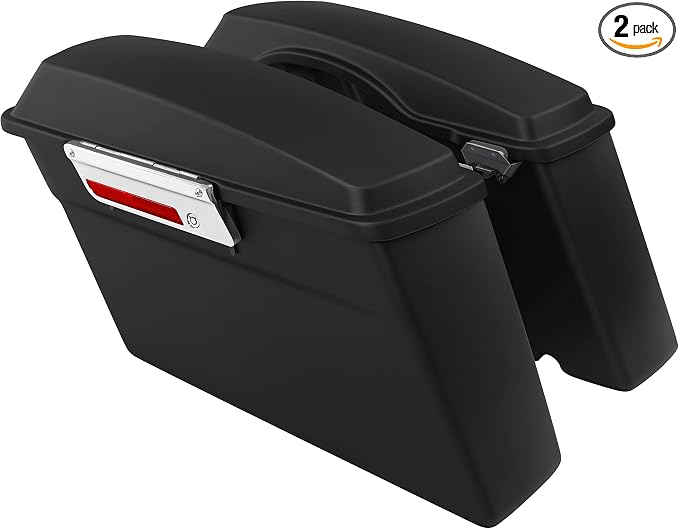XFMT Motorcycle Matte Black Hard Saddlebags Saddle Bags Trunk W/Lids & Chrome by XFMT